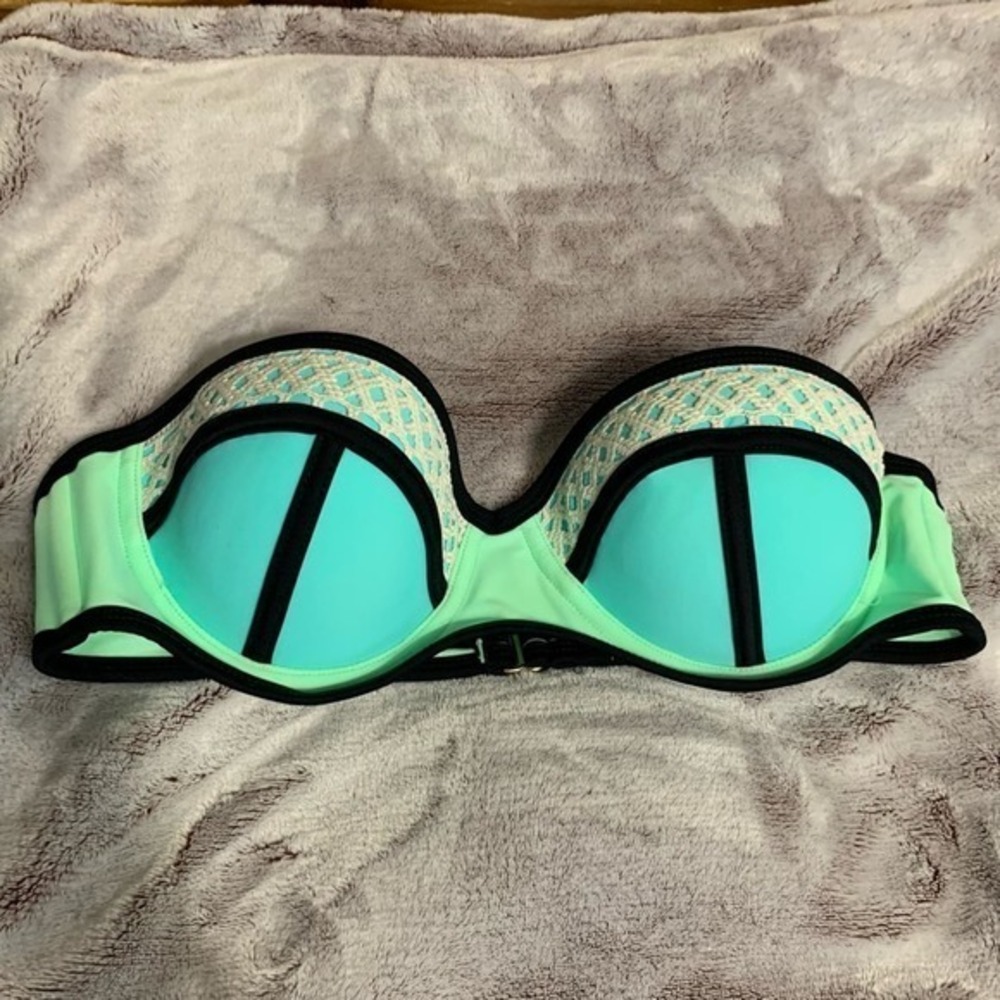 SO Crochet Colorblock Strapless Push-up Underwire Bikini SwimTop Green -‎ Size M